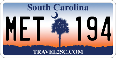 SC license plate MET194