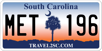 SC license plate MET196