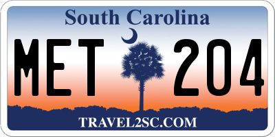 SC license plate MET204