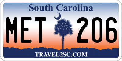 SC license plate MET206