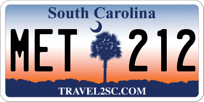 SC license plate MET212