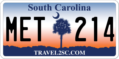 SC license plate MET214