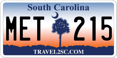 SC license plate MET215