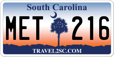 SC license plate MET216