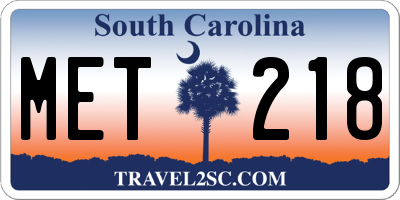 SC license plate MET218