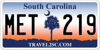 SC license plate MET219