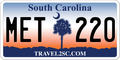 SC license plate MET220
