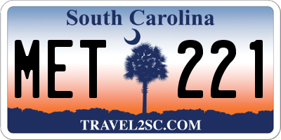SC license plate MET221