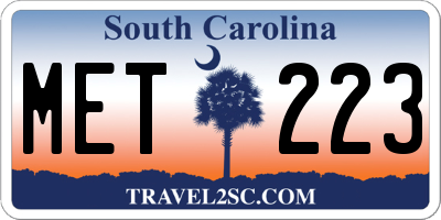 SC license plate MET223