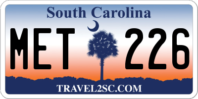 SC license plate MET226