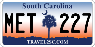 SC license plate MET227