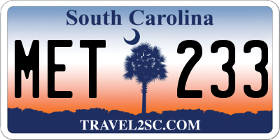 SC license plate MET233