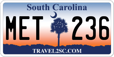 SC license plate MET236