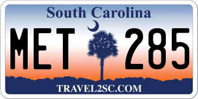 SC license plate MET285