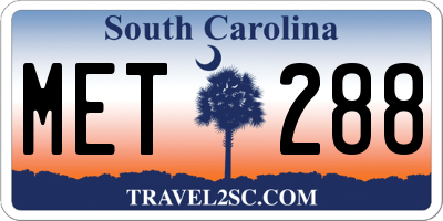 SC license plate MET288