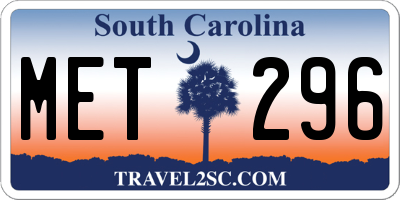 SC license plate MET296
