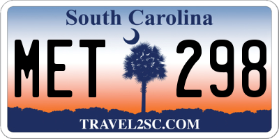 SC license plate MET298