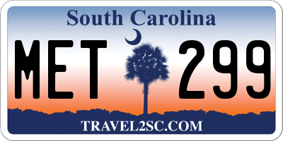 SC license plate MET299