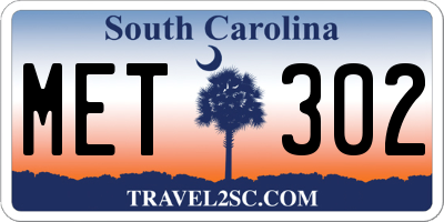 SC license plate MET302