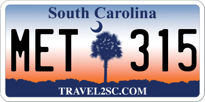 SC license plate MET315