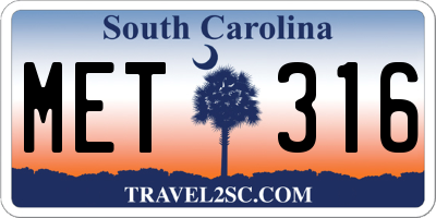 SC license plate MET316