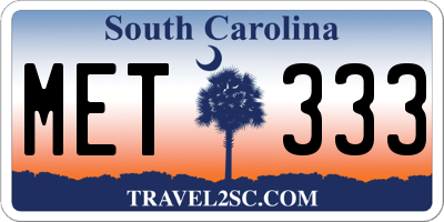 SC license plate MET333