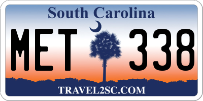 SC license plate MET338