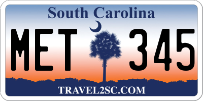 SC license plate MET345