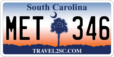 SC license plate MET346