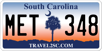 SC license plate MET348