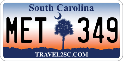 SC license plate MET349