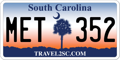 SC license plate MET352