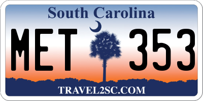 SC license plate MET353