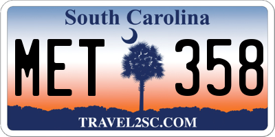 SC license plate MET358