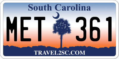 SC license plate MET361
