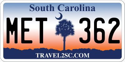 SC license plate MET362