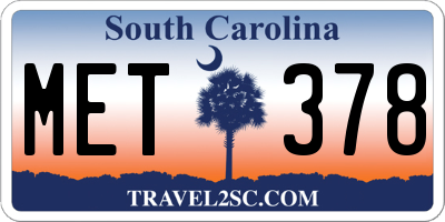 SC license plate MET378