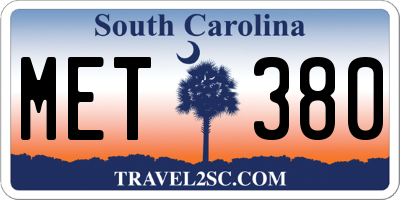 SC license plate MET380