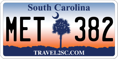 SC license plate MET382