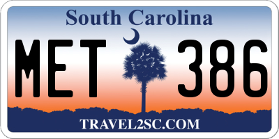 SC license plate MET386