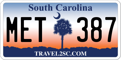 SC license plate MET387