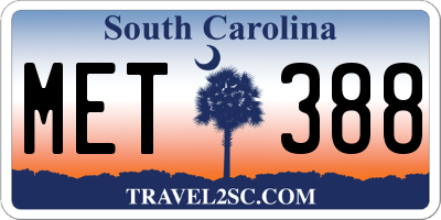 SC license plate MET388