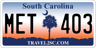 SC license plate MET403
