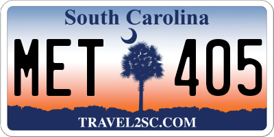 SC license plate MET405