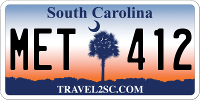 SC license plate MET412