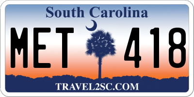 SC license plate MET418
