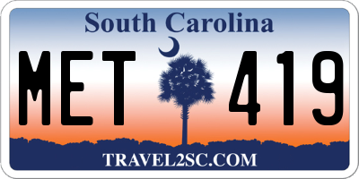 SC license plate MET419