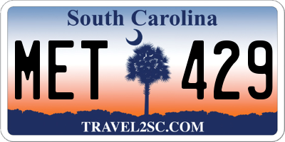 SC license plate MET429