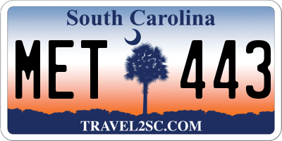 SC license plate MET443