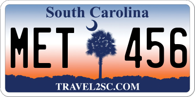 SC license plate MET456